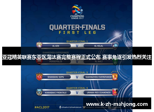 亚冠精英联赛东亚区淘汰赛完整赛程正式公布 赛事角逐引发热烈关注 亚冠精英联赛东亚区淘汰赛完整赛程正式公布 赛事角逐引发热烈关注